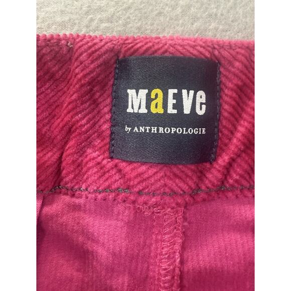 Anthropologie MAEVE The Colette 32 Cropped Wide Leg Corduroy Pants Raspberry - Picture 8 of 13